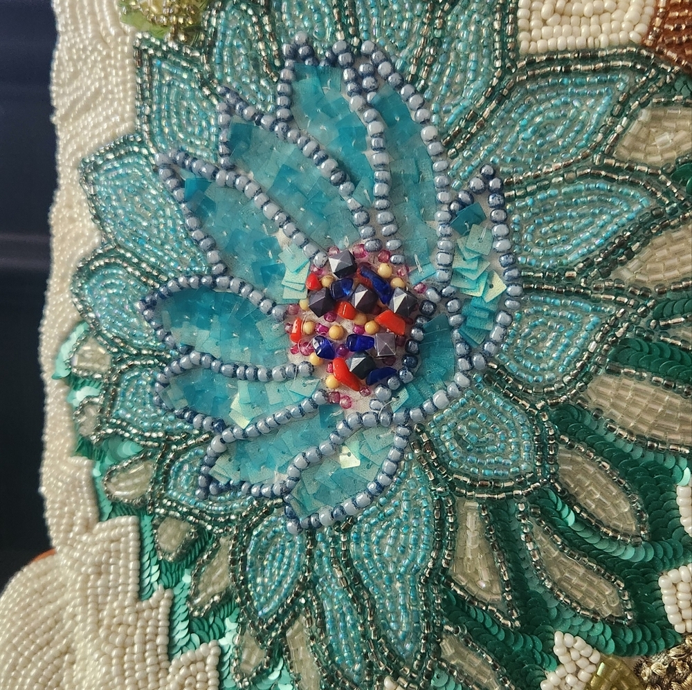 Pier 1 Beaded Floral Decorative Pillow - Picture 3 of 5